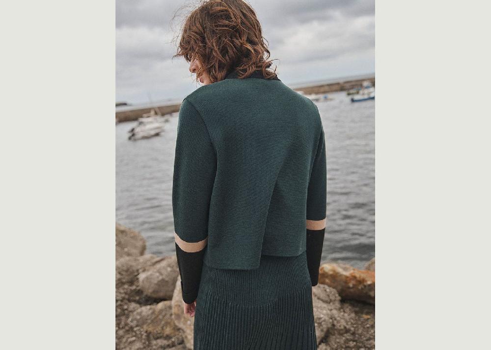 L'exception Veste Clémentine Vert Foncé Lafrançaise Mailles In France