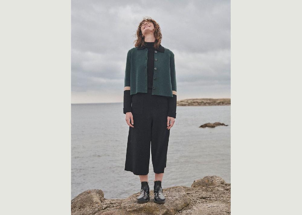 L'exception Veste Clémentine Vert Foncé Lafrançaise Mailles In France