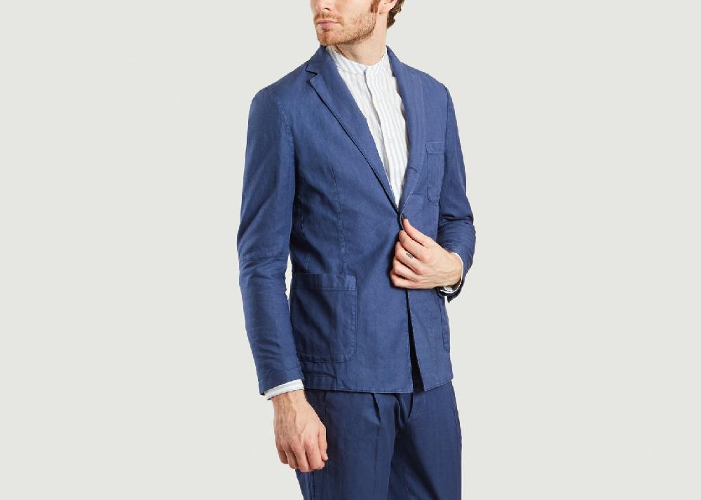 L'exception Veste Coton Et Lin Bleu Marine Ly Adams