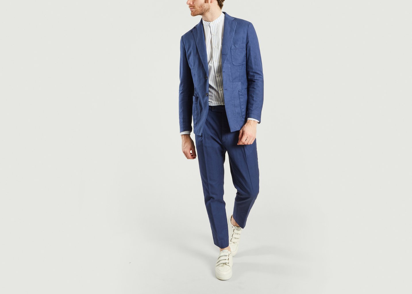 L'exception Veste Coton Et Lin Bleu Marine Ly Adams