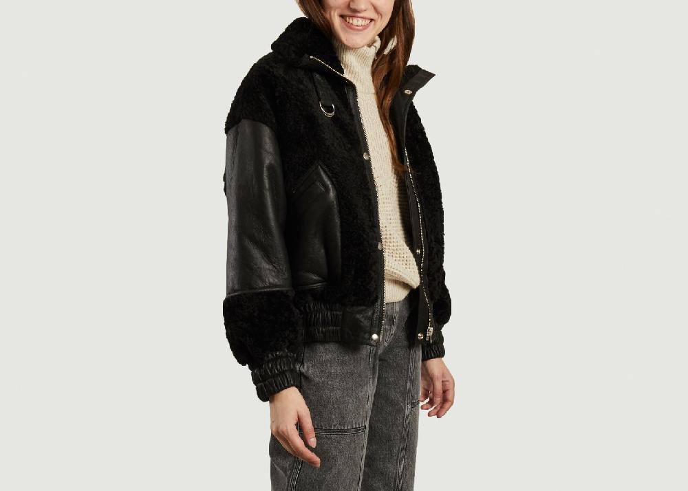 L'exception Veste De Peau Lainée Hotaro Noir IRO Paris