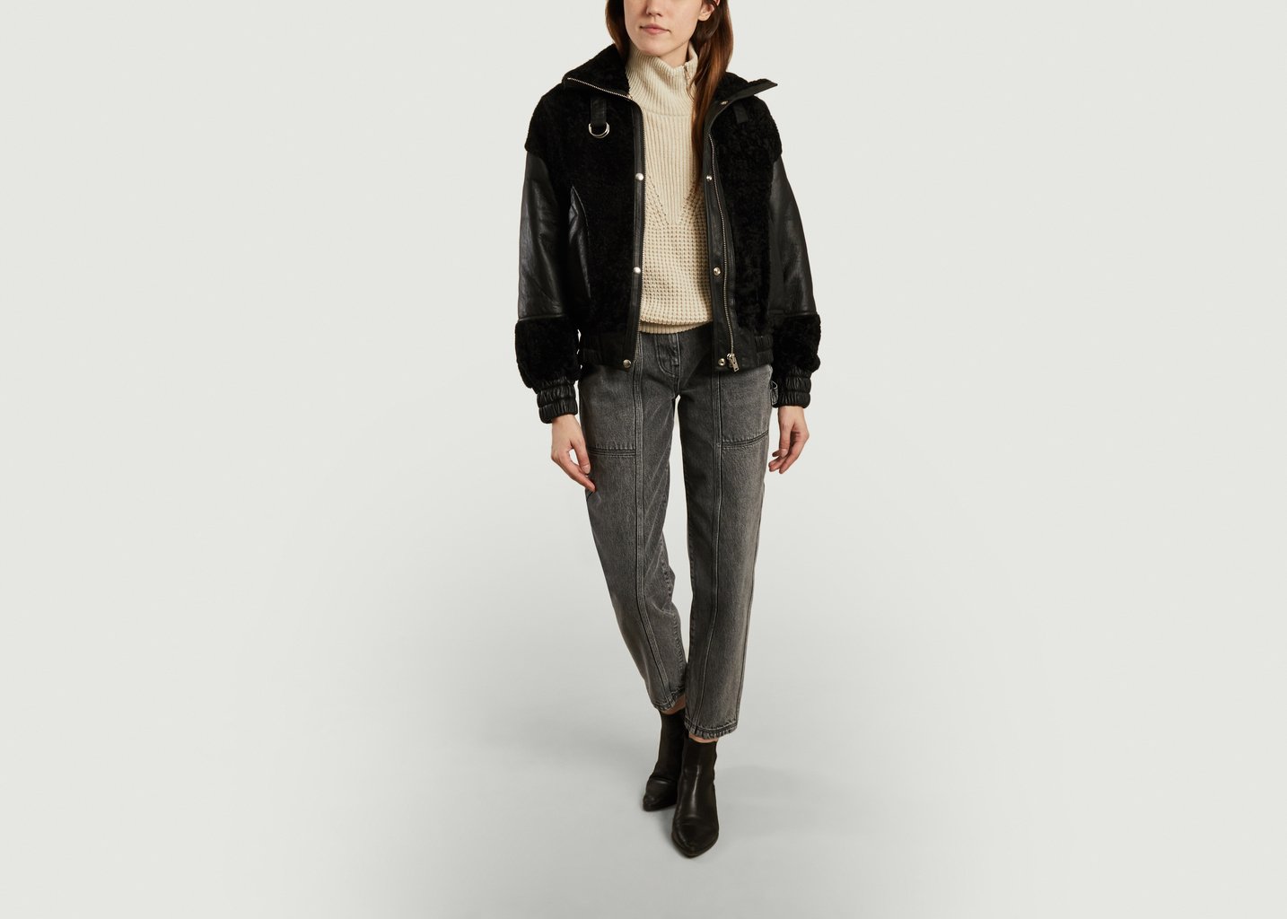 L'exception Veste De Peau Lainée Hotaro Noir IRO Paris