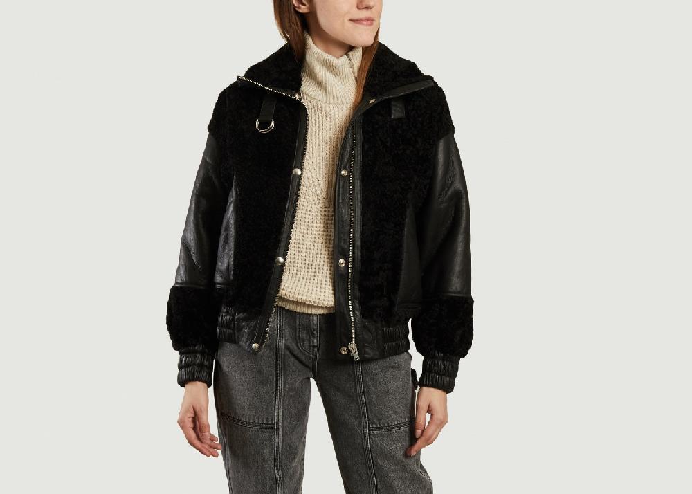l'exception Veste de peau lainée Hotaro Noir IRO Paris