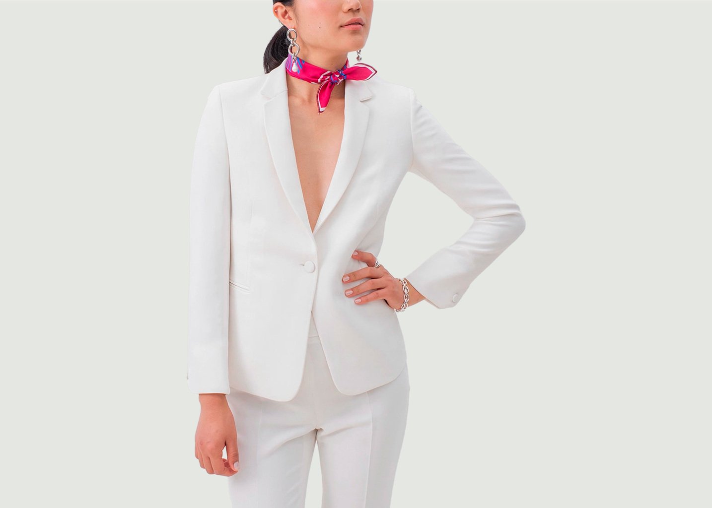L'exception Veste De Tailleur Coupe Cintrée Paris Blanc 17H10