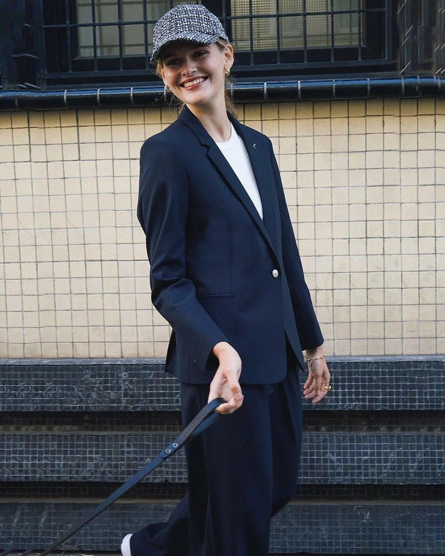 L'exception Veste De Tailleur Coupe Cintrée Paris Bleu Marine 17H10