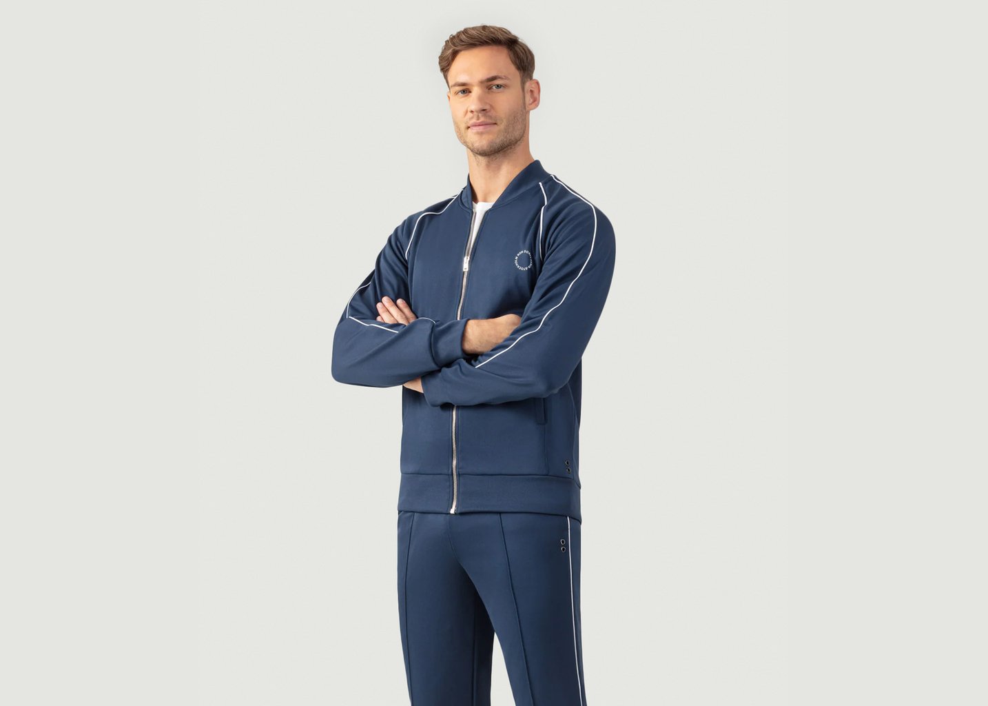 l'exception Veste en coton avec passepoil Bleu Marine Ron Dorff