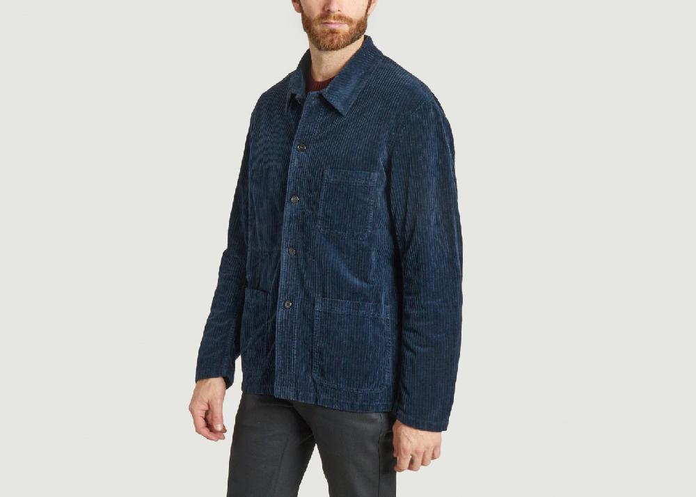 L'exception Veste En Tissu Lourd De Lin Bleu Marine Vetra