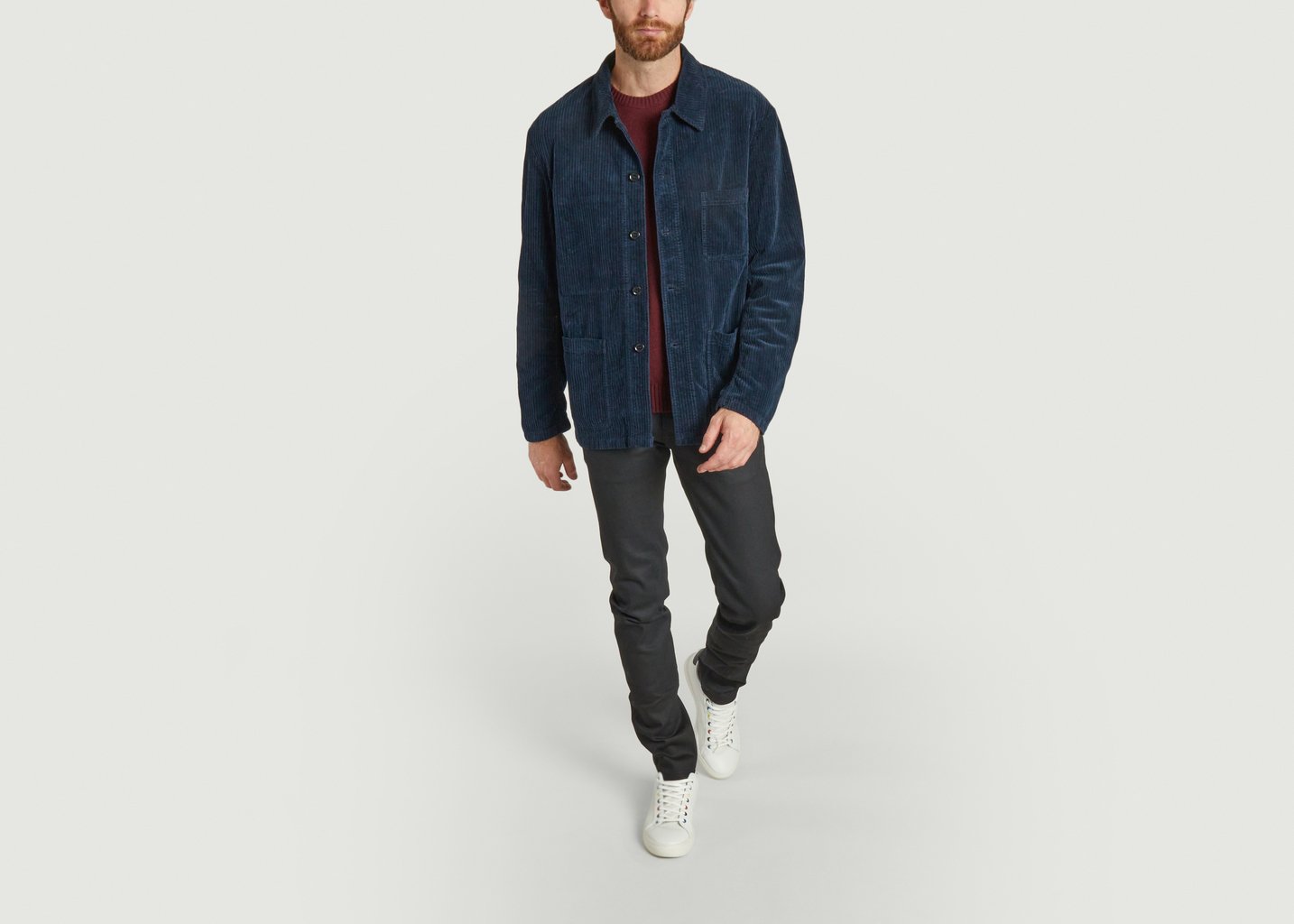 L'exception Veste En Tissu Lourd De Lin Bleu Marine Vetra
