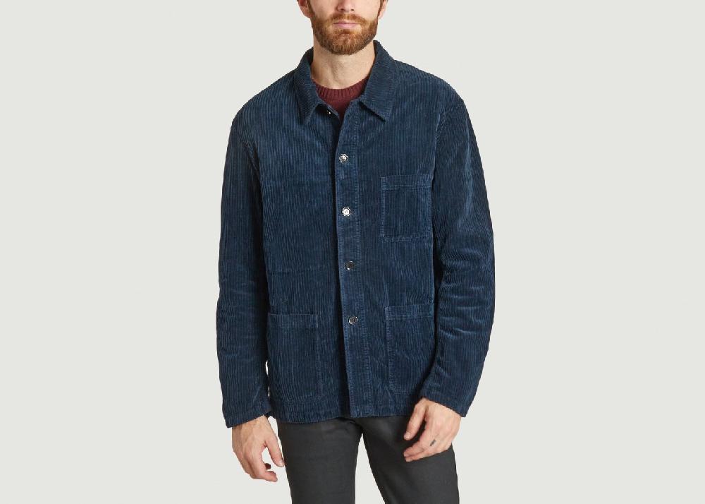 l'exception Veste En Tissu Lourd De Lin Bleu Marine Vetra
