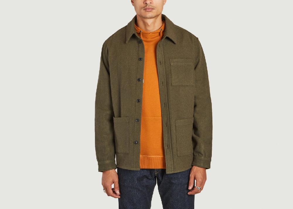 l'exception Veste Hybride en laine Jason Khaki Les Deux