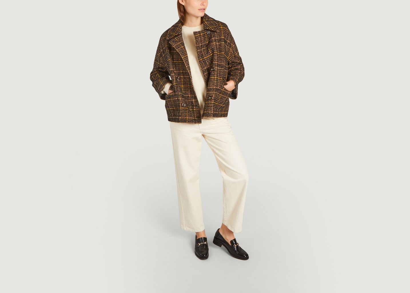 L'exception Veste Oversize Motif Pied De Poule Vienne Moka Bellerose