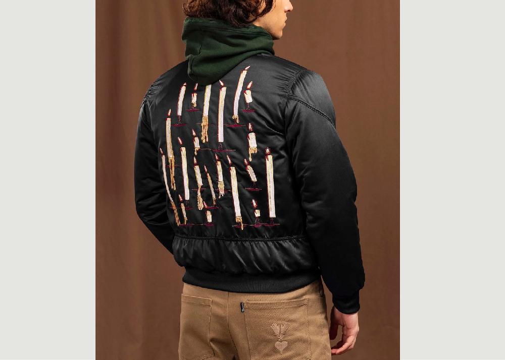 l'exception Veste teddy avec broderie bougies Noir Misericordia