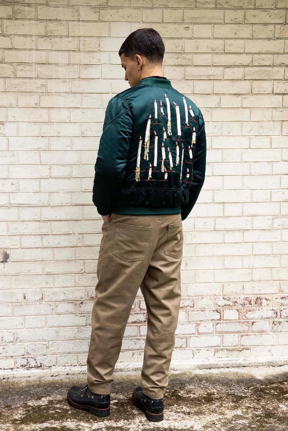 L'exception Veste Teddy Avec Broderie Bougies Vert Bouteille Misericordia