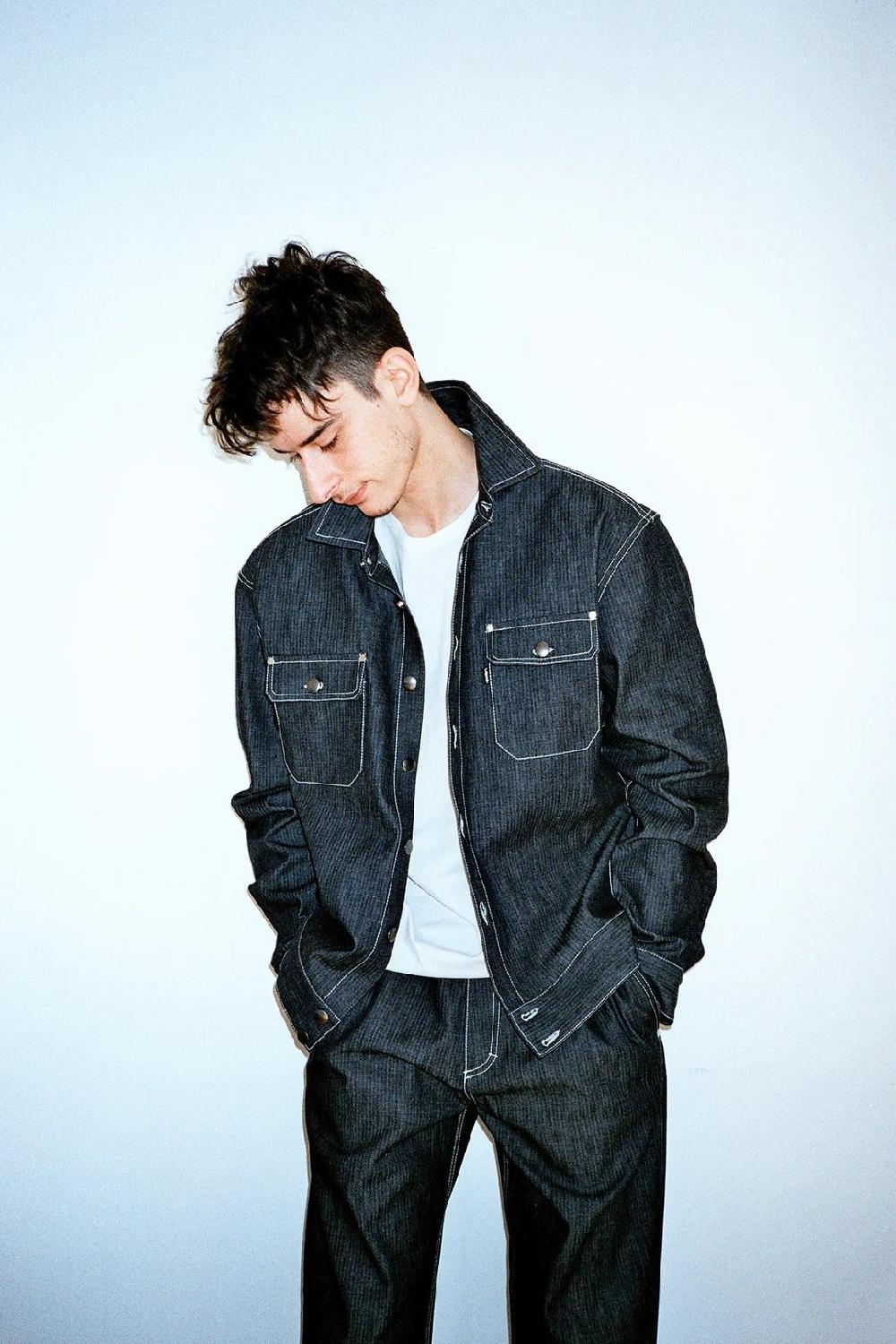 L'exception Veste Trucker En Denim Herringbone Brut Crest
