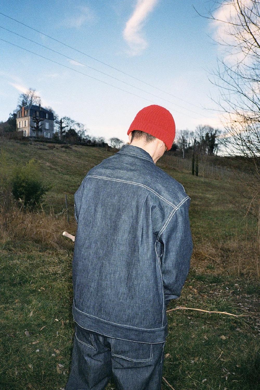 L'exception Veste Trucker En Denim Herringbone Brut Crest