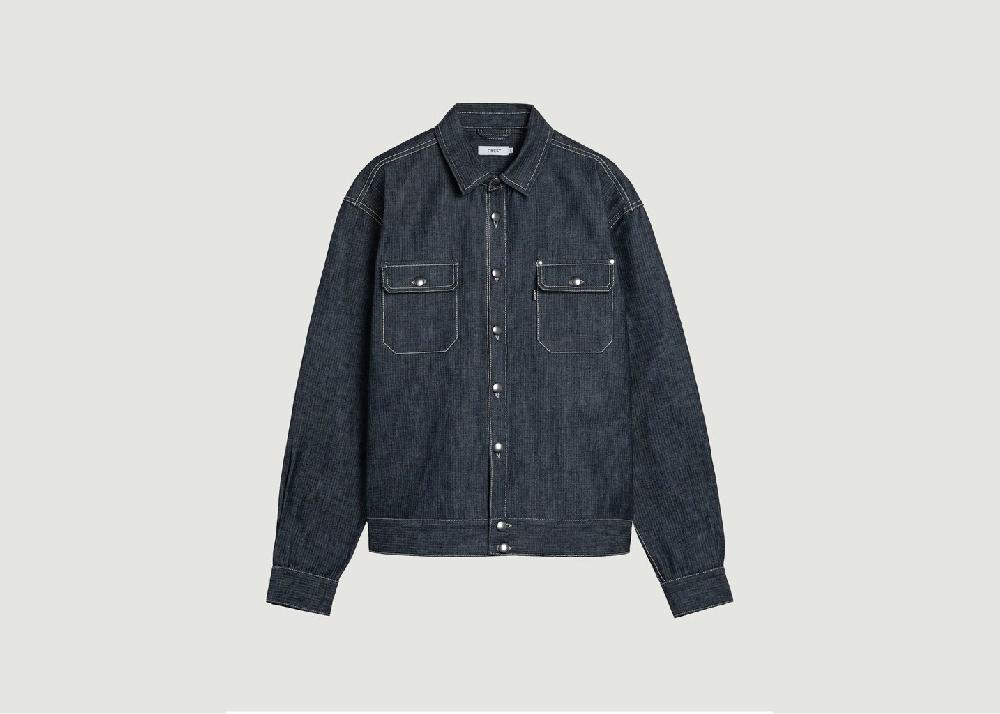 l'exception Veste trucker en denim Herringbone Brut Crest