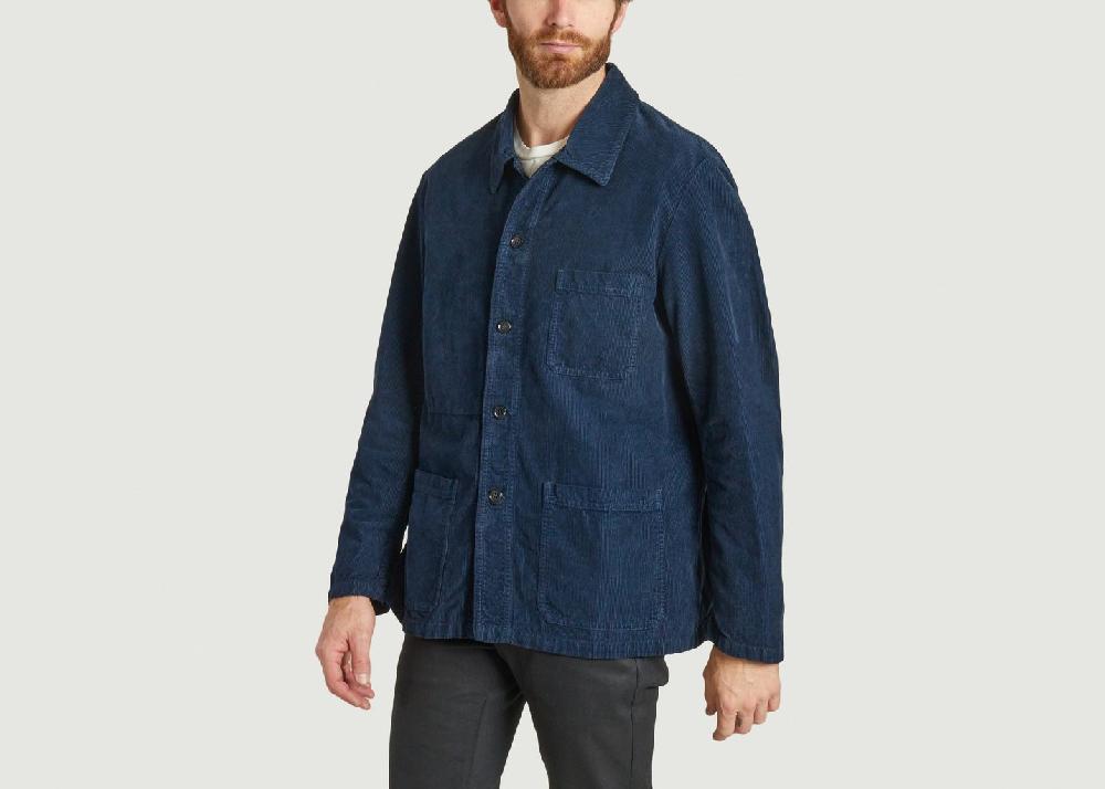 L'exception Veste Workwear En Velours Côtelé Bleu Marine Vetra