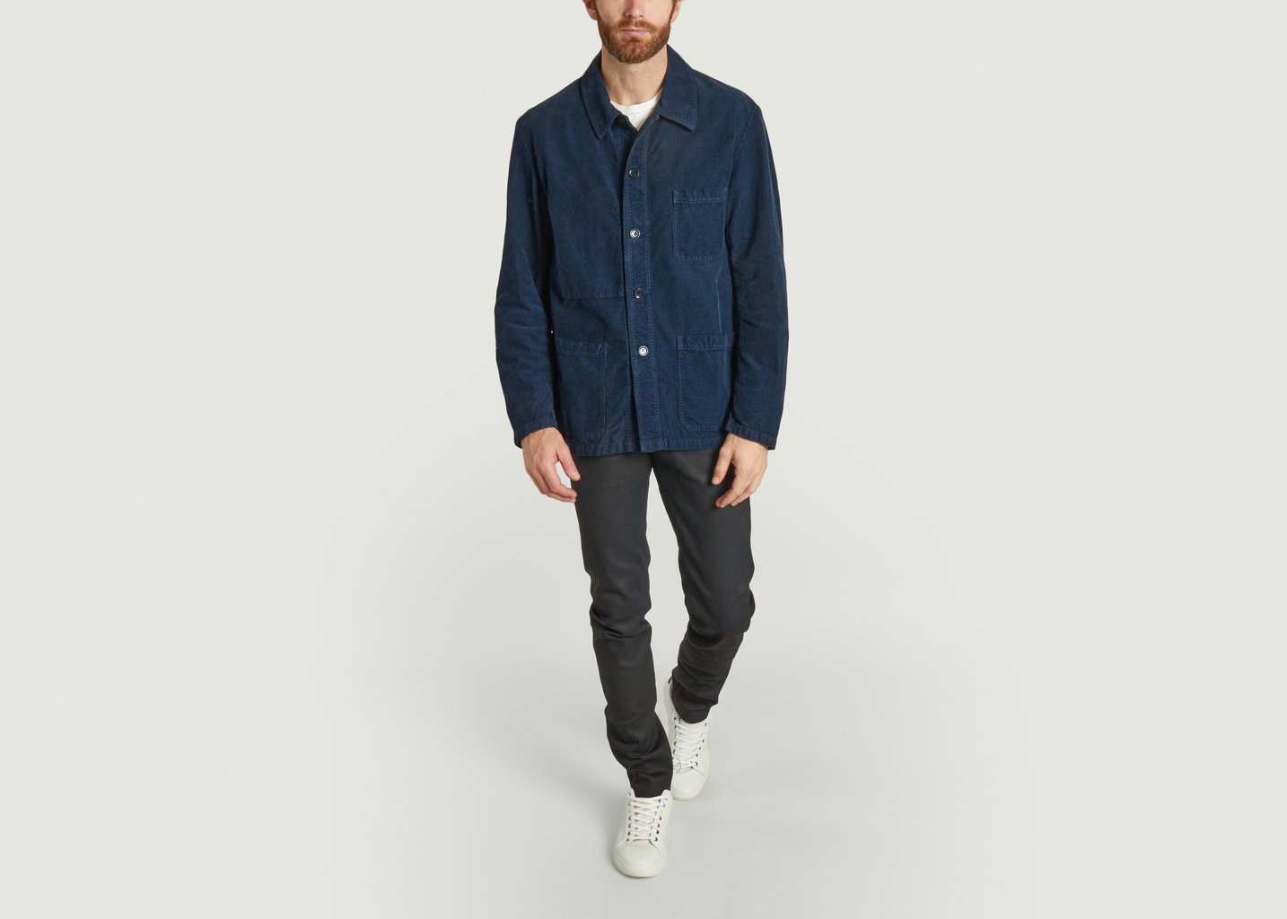 L'exception Veste Workwear En Velours Côtelé Bleu Marine Vetra