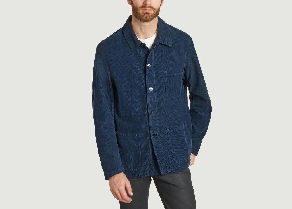 l'exception Veste Workwear en Velours Côtelé Bleu Marine Vetra