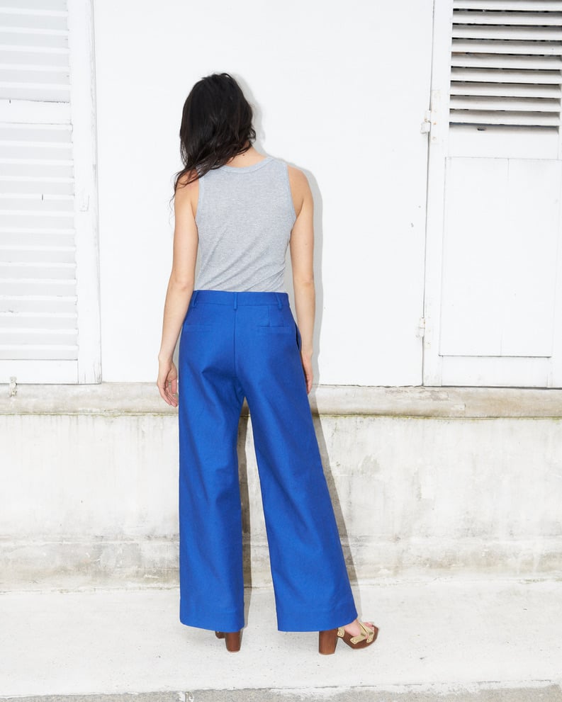 L'exception Ziha Pantalon Large En Toile Bleu électrique Erotokritos