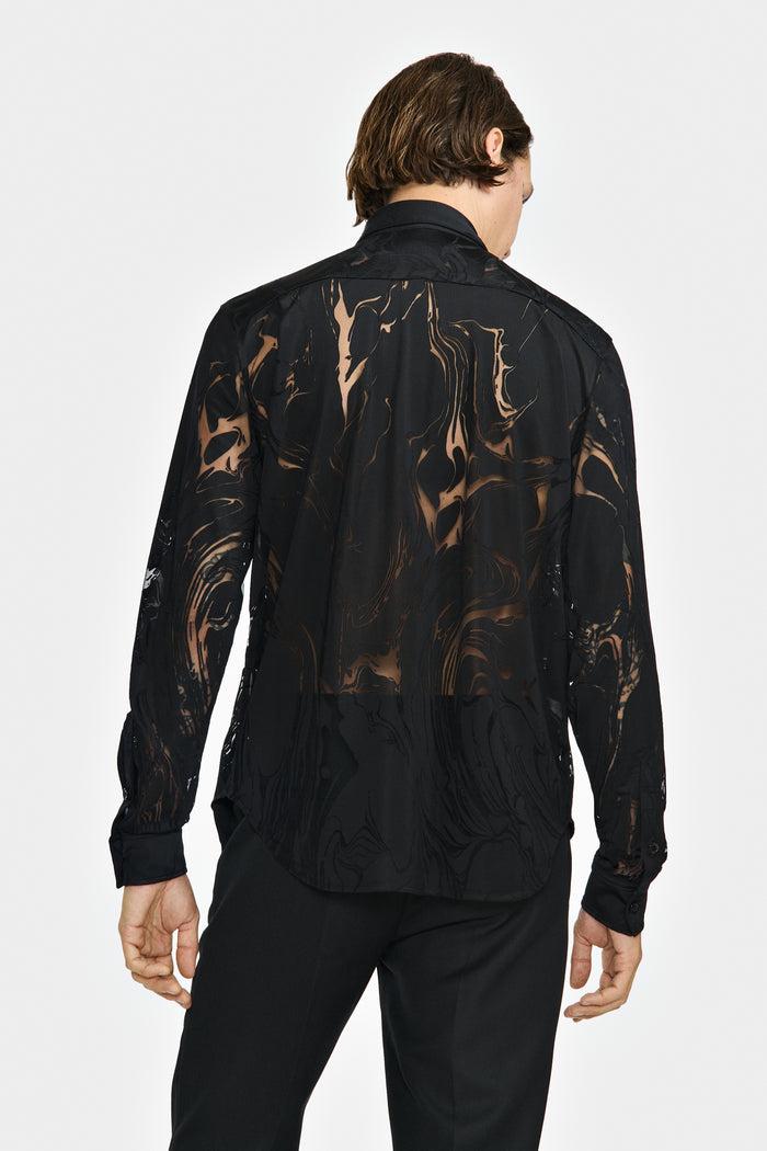 Lgn Louis Gabriel Nouchi CHEMISE COUPE CLASSIQUE EN JERSEY DÉVORÉ MARBRURE