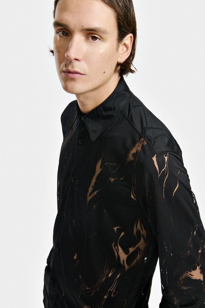 Lgn Louis Gabriel Nouchi CHEMISE COUPE CLASSIQUE EN JERSEY DÉVORÉ MARBRURE
