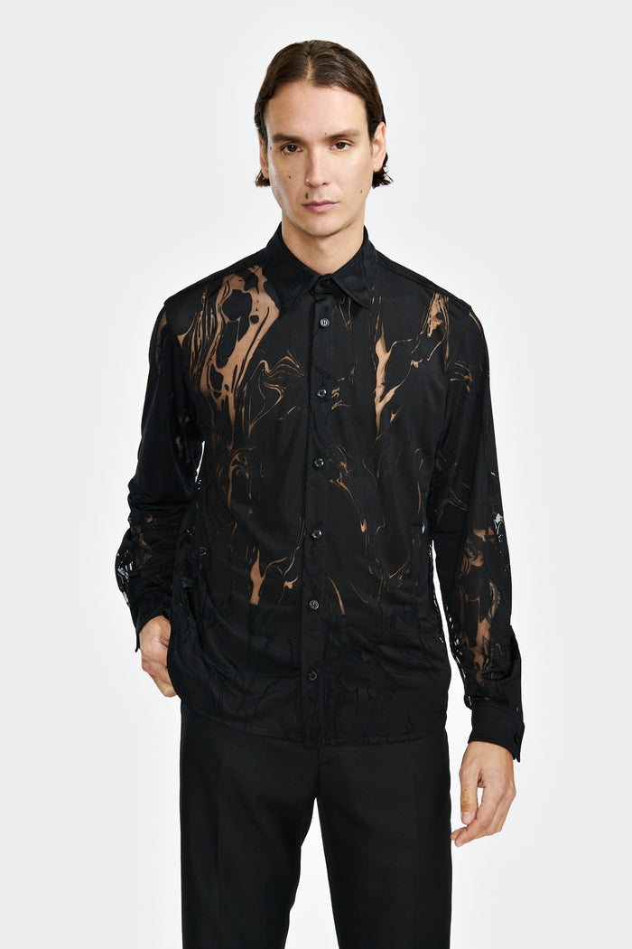 lgn louis gabriel nouchi CHEMISE COUPE CLASSIQUE EN JERSEY DÉVORÉ MARBRURE