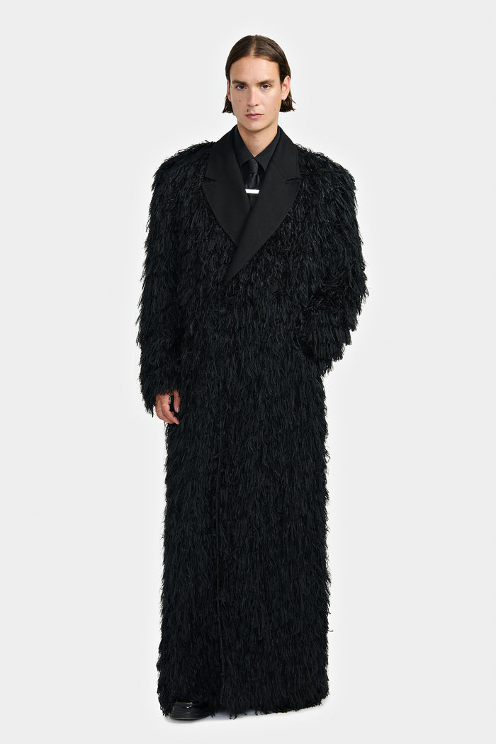 lgn louis gabriel nouchi MANTEAU LONG DOUBLE CROISURE À FRANGES lgn louis gabriel nouchi MANTEAU LONG DOUBLE CROISURE À FRANGES