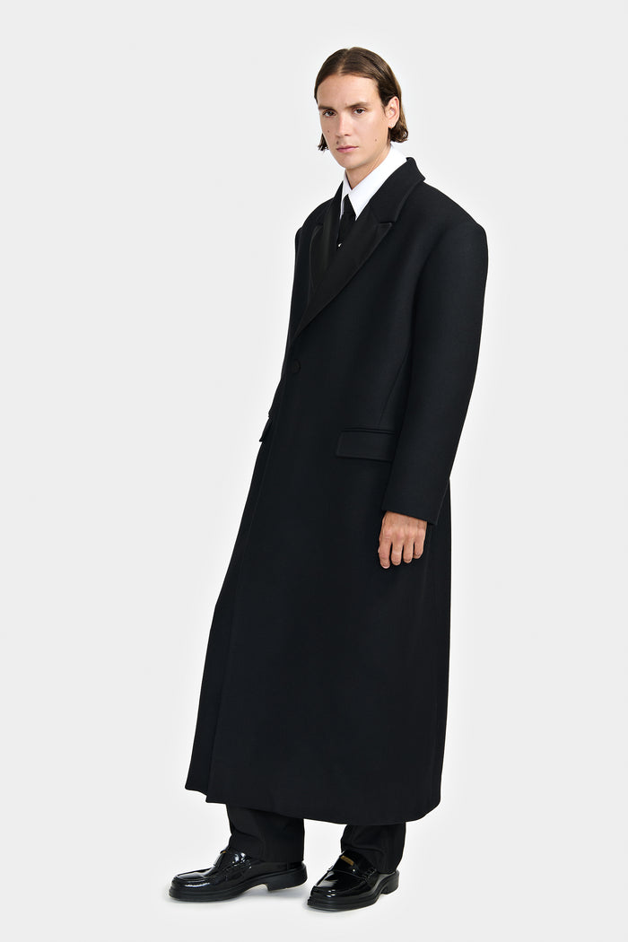 Lgn Louis Gabriel Nouchi MANTEAU SMOKING DOUBLE CROISURE AVEC REVERS EN SATIN
