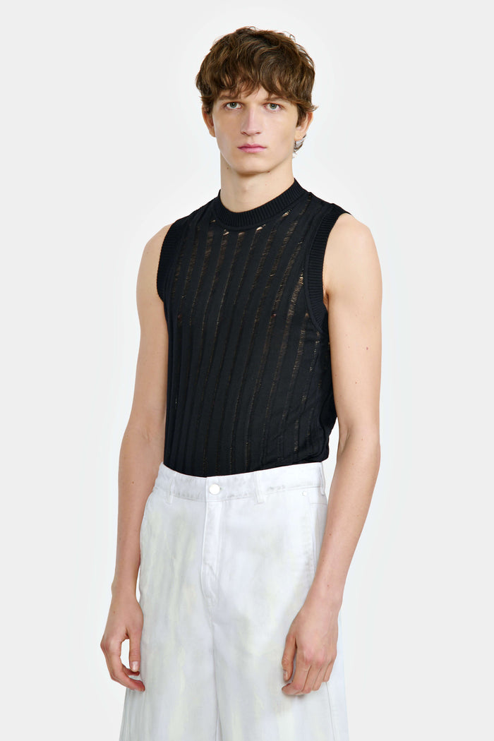 lgn louis gabriel nouchi PULL SANS MANCHE CÔTELÉ JOUR ECHELLE