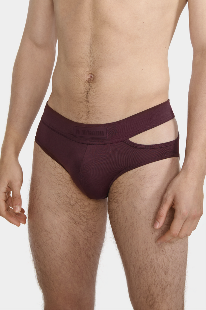 Lgn Louis Gabriel Nouchi SLIP DE BAIN AVEC OUVERTURE ASYMÉTRIQUE EN JERSEY RECYCLÉ