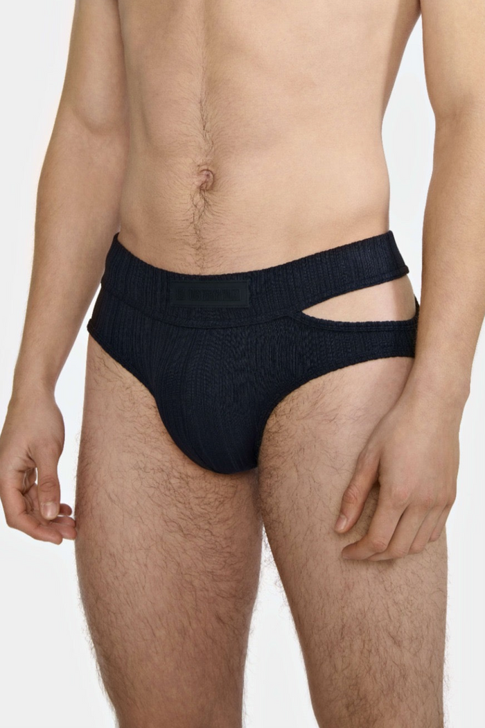 Lgn Louis Gabriel Nouchi SLIP DE BAIN AVEC OUVERTURE ASYMÉTRIQUE EN JERSEY RECYCLÉ