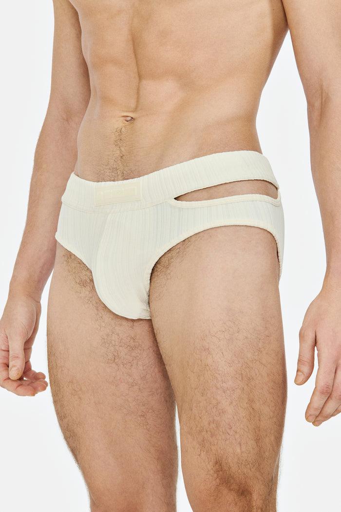 lgn louis gabriel nouchi SLIP DE BAIN AVEC OUVERTURE ASYMÉTRIQUE EN JERSEY RECYCLÉ
