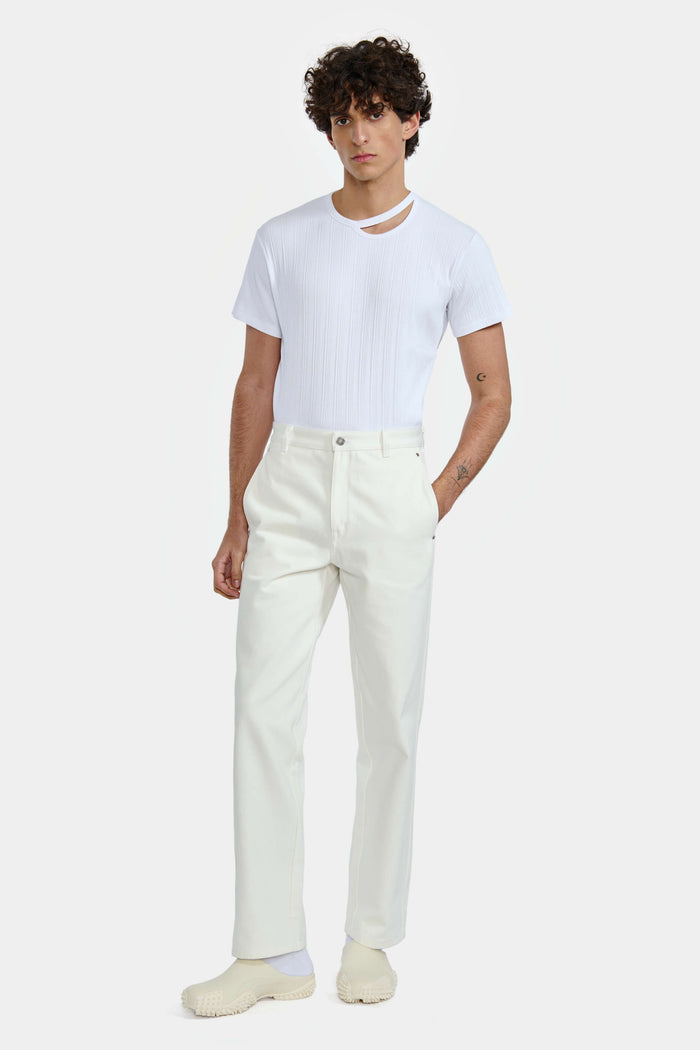 lgn louis gabriel nouchi T SHIRT AVEC OUVERTURE ASYMÉTRIQUE EN COTON