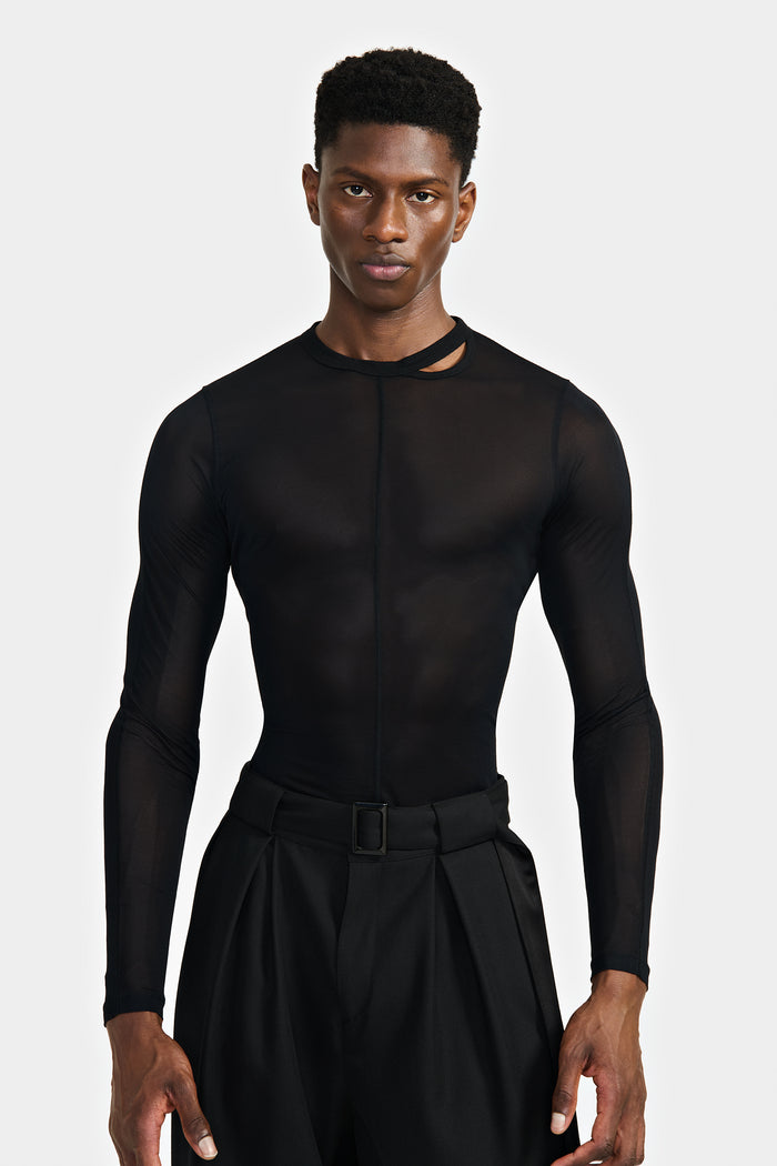 Lgn Louis Gabriel Nouchi T SHIRT MANCHES LONGUES AVEC OUVERTURE ASYMÉTRIQUE EN SOIE