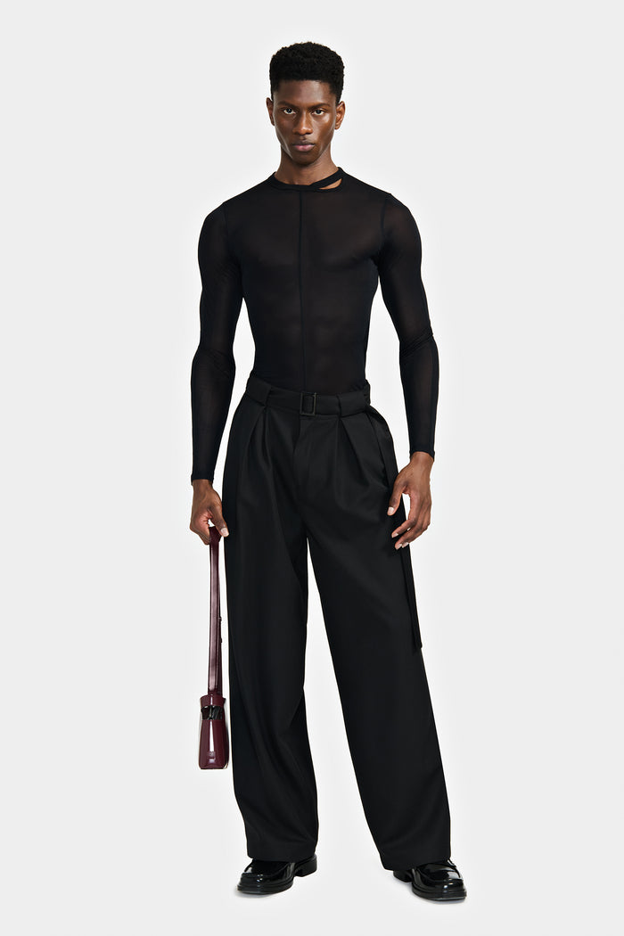 lgn louis gabriel nouchi T SHIRT MANCHES LONGUES AVEC OUVERTURE ASYMÉTRIQUE EN SOIE