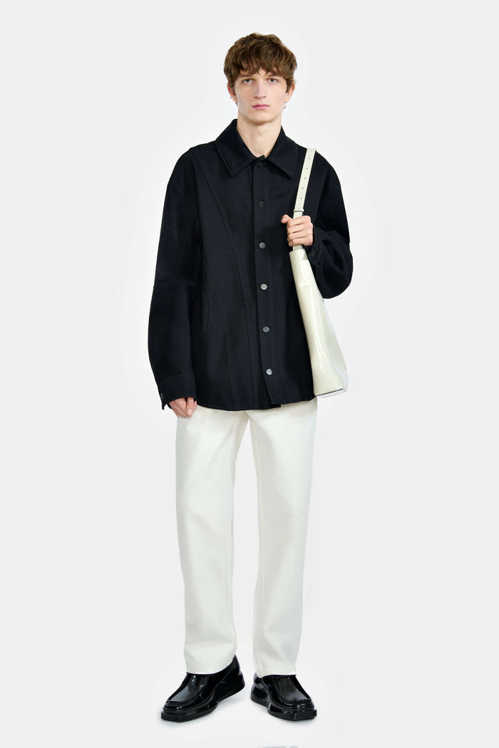 lgn louis gabriel nouchi VESTE EN DENIM AVEC DETAILS DE CORSET