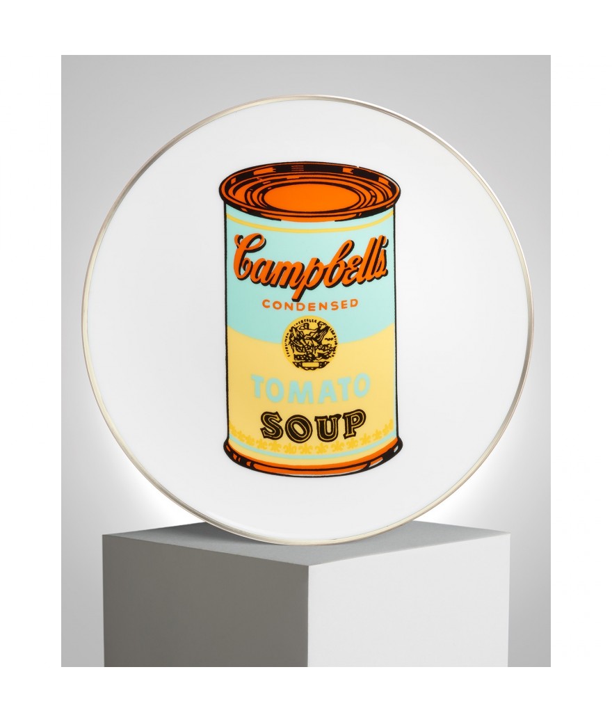 Ligne Blanche Paris Andy WARHOL Assiette En Porcelaine ”Campbell” Blue/Yellow