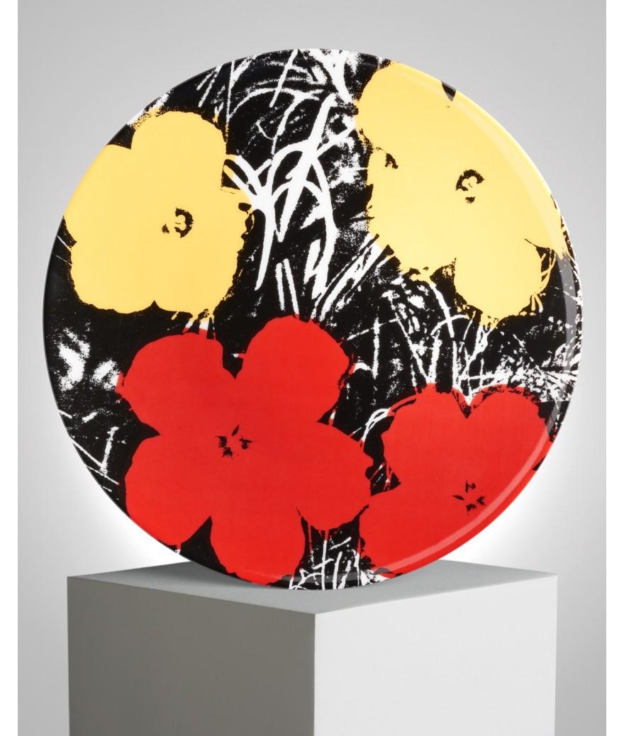 ligne blanche paris Andy WARHOL Assiette en porcelaine ”Flowers” Jaune/Rouge