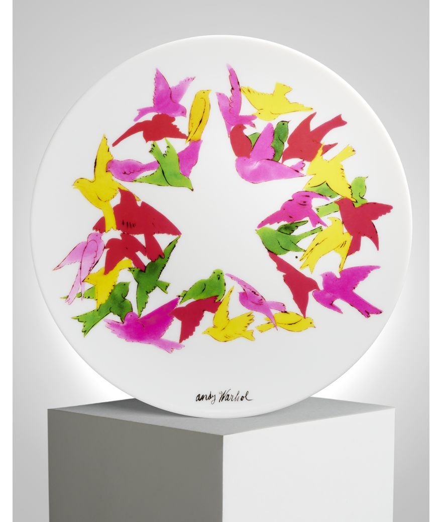 ligne blanche paris Andy WARHOL Assiette en porcelaine ”Holiday 2016 / BIRDS”