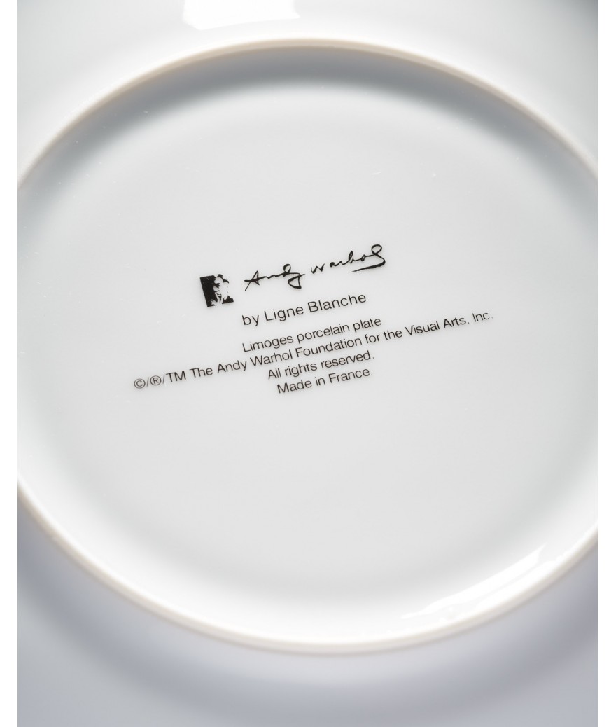 Ligne Blanche Paris Andy WARHOL Assiette En Porcelaine ”Skull” Jaune/Rose