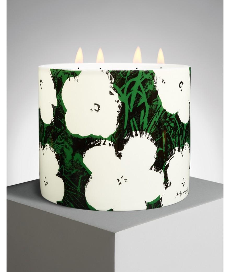 ligne blanche paris Andy WARHOL Bougie géante ”Flowers” Fleurs blanches sur Vert