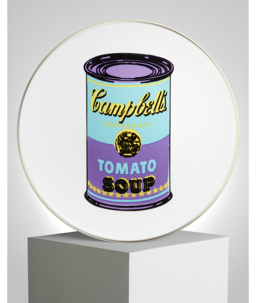 ligne blanche paris Andy WARHOL Grande Assiette en porcelaine ”Campbell” Turquoise/Purple