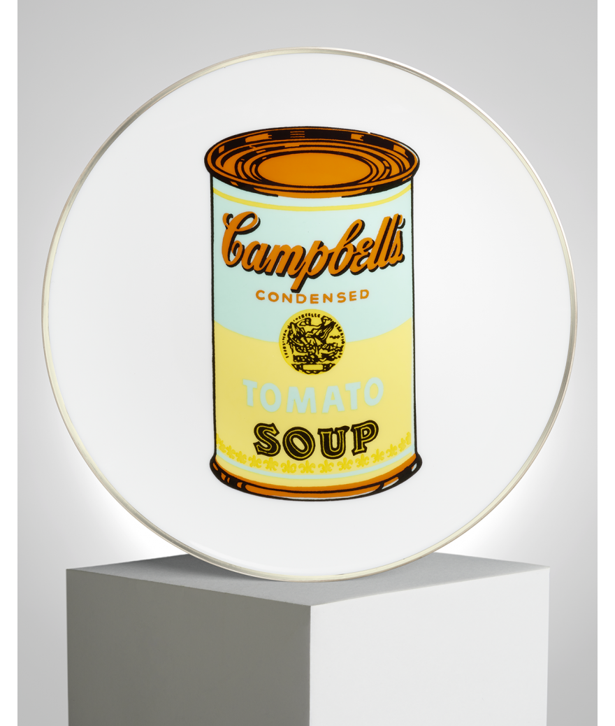 ligne blanche paris Andy WARHOL Grande Assiette en porcelaine ”Campbell” Blue/Yellow