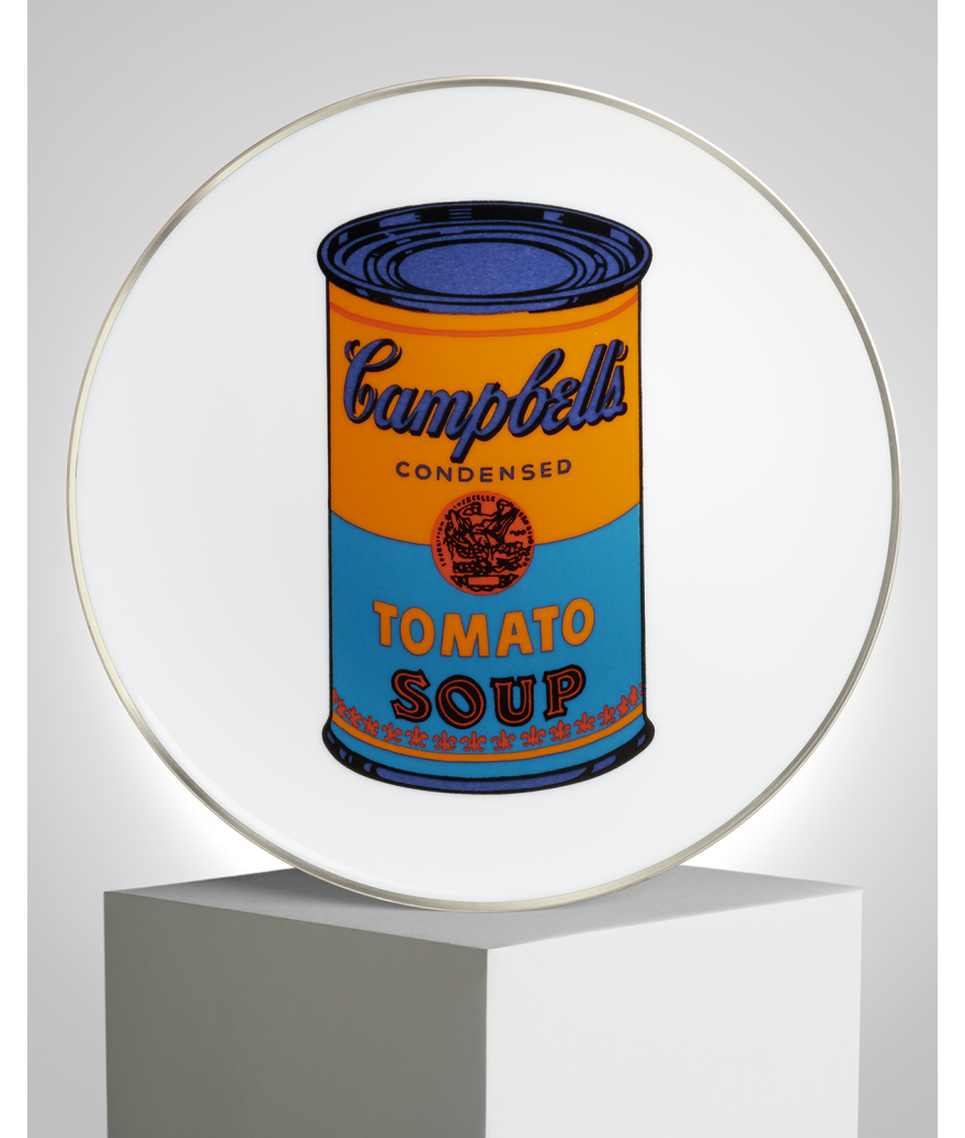 ligne blanche paris Andy WARHOL Grande Assiette en porcelaine ”Campbell” Orange/Blue