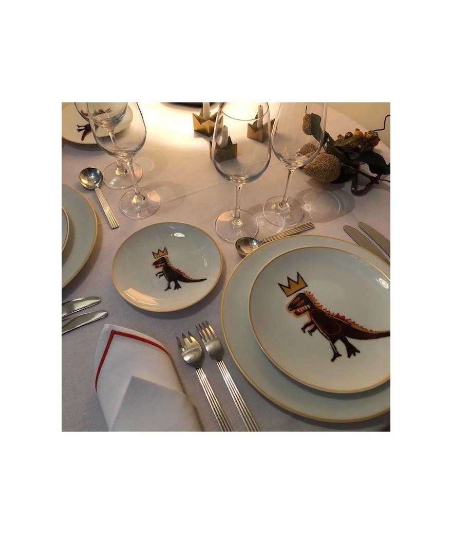 Ligne Blanche Paris BASQUIAT Assiette En Porcelaine ”Gold Dragon”