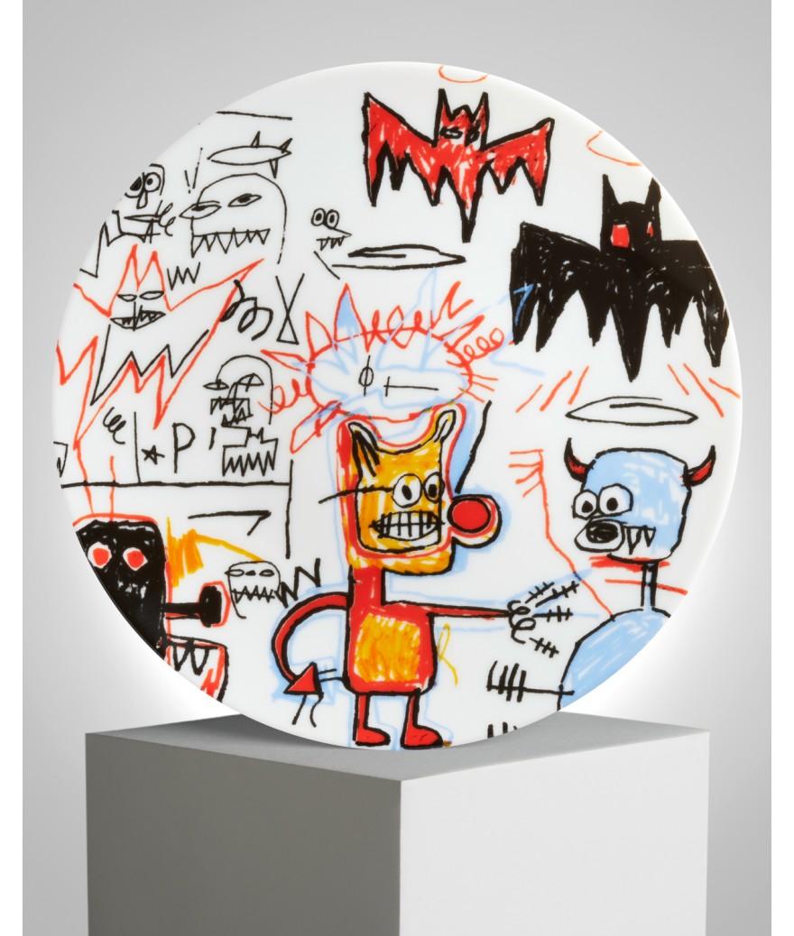 ligne blanche paris BASQUIAT Grande Assiette en porcelaine "Batman”