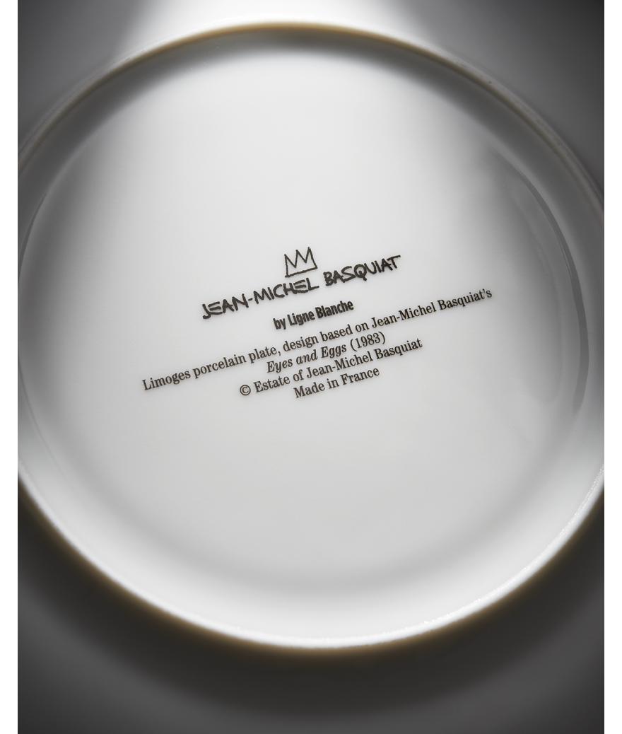 Ligne Blanche Paris BASQUIAT Grande Assiette En Porcelaine ”Eyes & Eggs”
