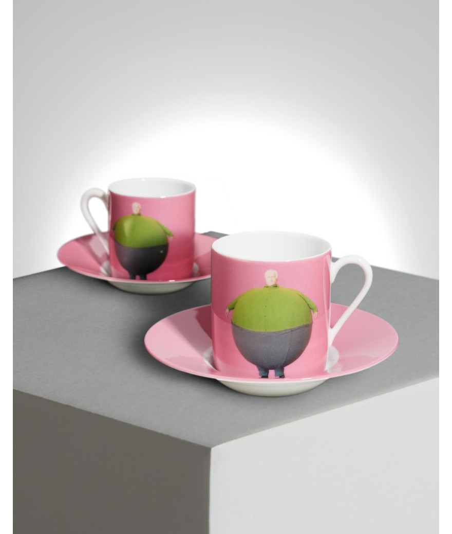 ligne blanche paris Erwin WURM Espresso set en porcelaine ”The Artist who swallowed the World”