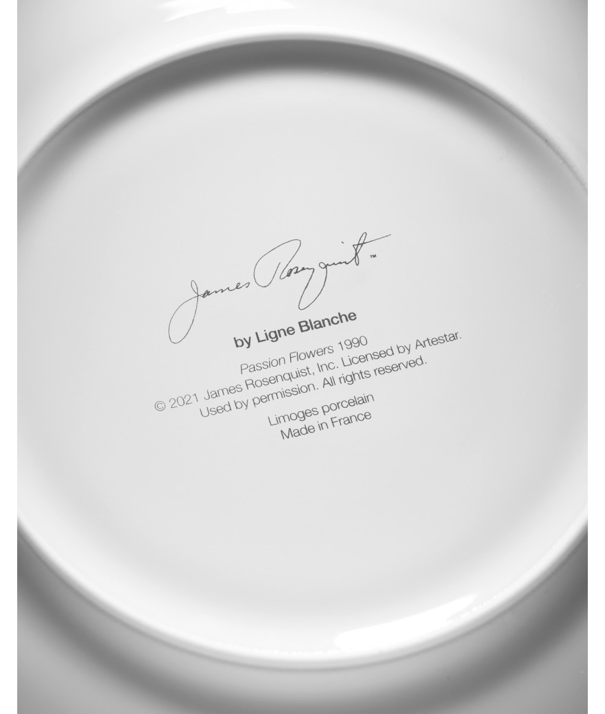 Ligne Blanche Paris James ROSENQUIST Assiette En Porcelaine "Passion Flowers"
